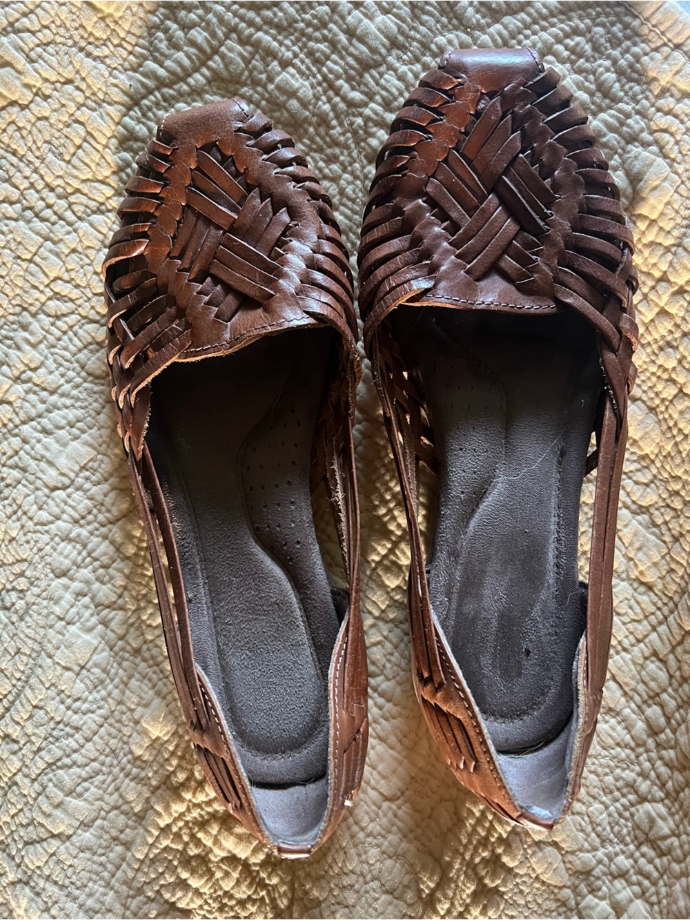 Natural Soul Woven Leather Flats in Brown